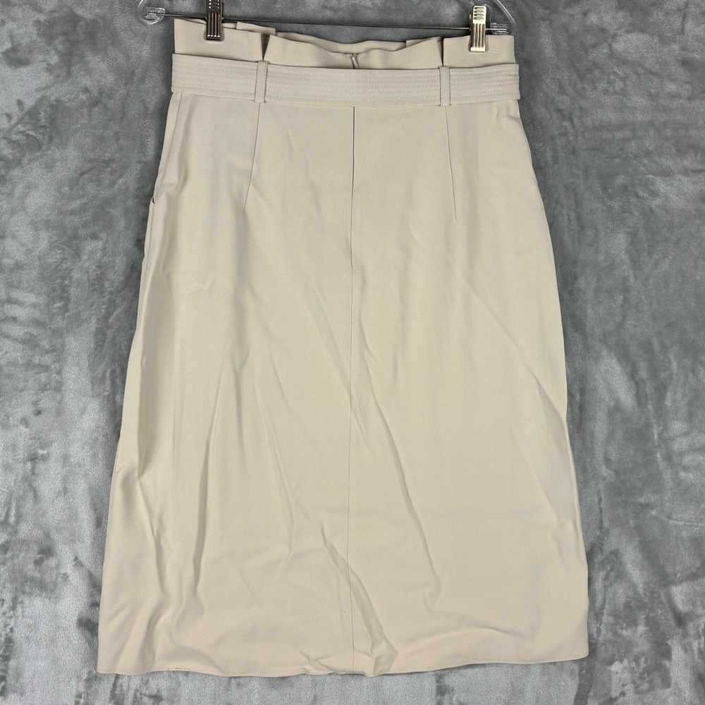 Karen Millen Beige Paperbag Wrap Midi Skirt UK 12 US 8